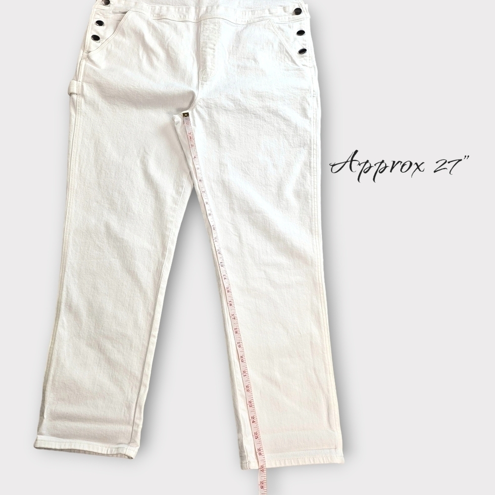Frame Les Garcon White Denim Overalls Large - Picture 9 of 10